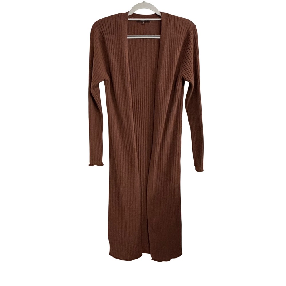 7 For All Mankind Ribbed Knit Long Open Front Duster Cardigan Maxi Womens Medium